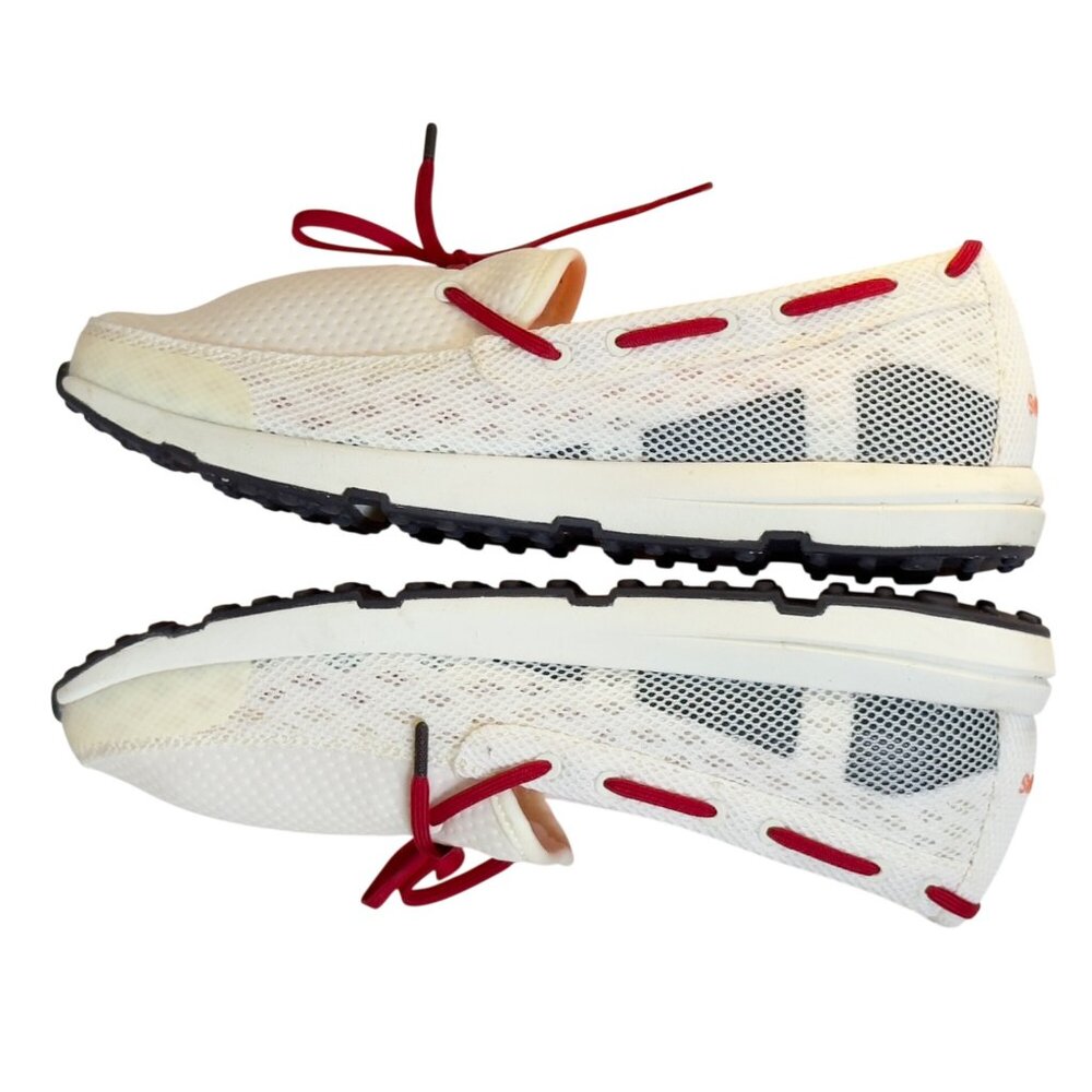 Swims White & Red Mesh Lace-Up Loafers - Picture 4 of 8